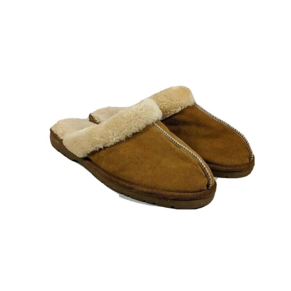 Sporto Mules Faux Fur Lined Women's Sz Large Brown Suede Leather - Picture 2 of 8